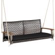 2-Person Rattan Hanging Porch Swing Chair-Black Supply