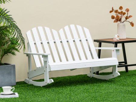 2 Person Adirondack Rocking Chair with Slatted seat-White Online Hot Sale