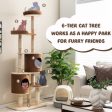 6-Tier Wooden Cat Tree with 2 Removeable Condos Platforms and Perch-Brown Cheap