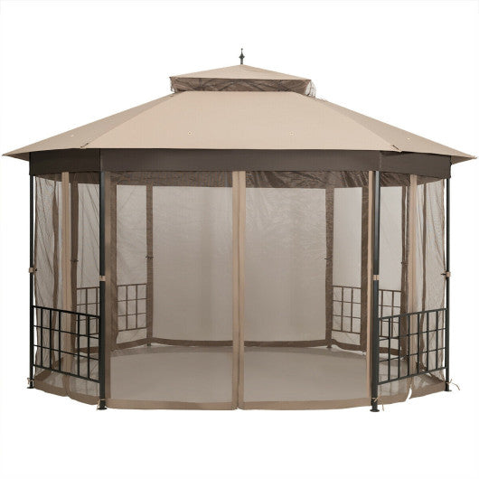 10’x 12’ Octagonal Patio Gazebo-Brown on Sale