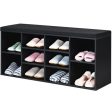 10-Cube Organizer Shoe Storage Bench with Cushion for Entryway-Black Discount