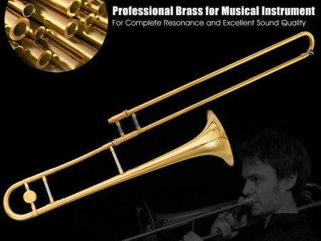 B Flat Trombone Golden Brass with Mouthpiece Online Hot Sale