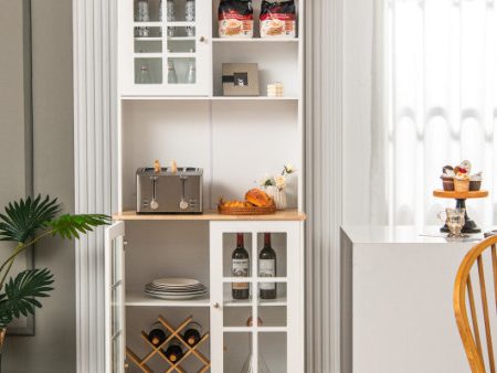 72 Inch Freestanding Pantry Cabinet with Hutch and Adjustable Shelf-White Sale