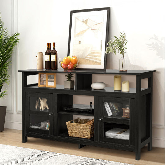 58 Inch TV Stand Entertainment Console Center with 2 Cabinets-Black Fashion