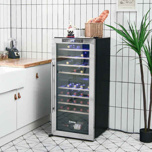 43 Bottle Wine Cooler Refrigerator Dual Zone Temperature Control with 8 Shelves-Black For Discount