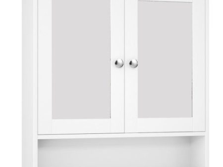 Bathroom Wall Mount Mirror Cabinet Organizer-White Supply