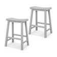 Set of 2 24 Inch Counter Height Stools with Solid Wood Legs-Gray on Sale