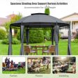 11.5 ft Outdoor Patio Round Dome Gazebo Canopy Shelter with Double Roof Steel-Gray For Cheap