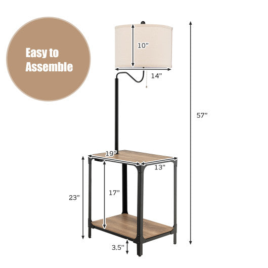 360° Rotatable Floor Lamp with End Table and USB Charging Ports Online now