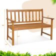 2-Person Patio Acacia Wood Bench with Backrest and Armrests For Cheap