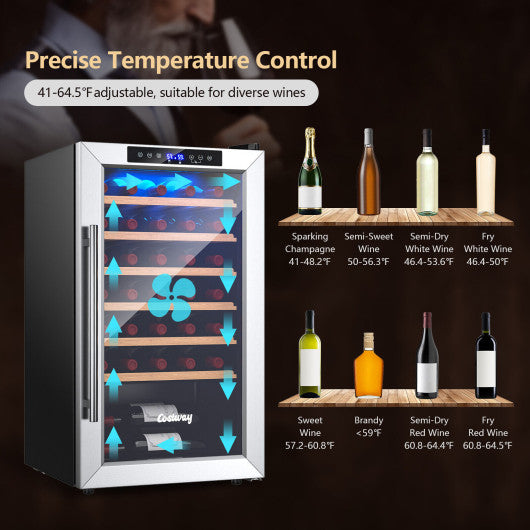 20 Inch Wine Refrigerator for 33 Bottles and Tempered Glass Door-Silver Hot on Sale