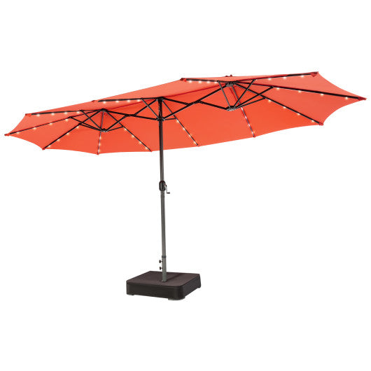 15 Feet Double-Sided Patio Umbrella with 48 LED Lights-Orange Online Hot Sale