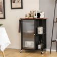 Mobile Serving Cart with Transparent Single Door Cabinet-Black Online now