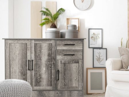 Buffet Storage Cabinet  Kitchen Sideboard with 2 Drawers-Gray For Sale