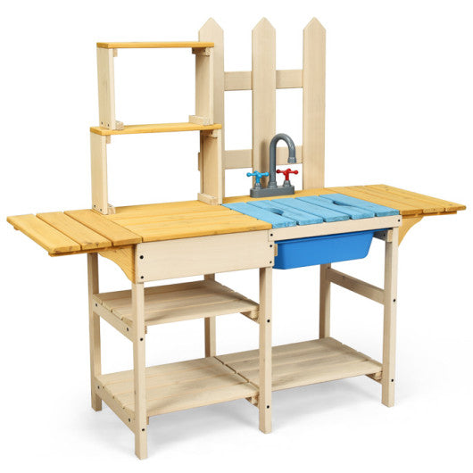 Kid s Outdoor Wooden Pretend Cook Kitchen Playset Toy For Cheap