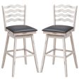 360° Swivel Bar Stools with Rubber Wood Frame and Ergonomic Backrest and Footrest-29 inches Online now