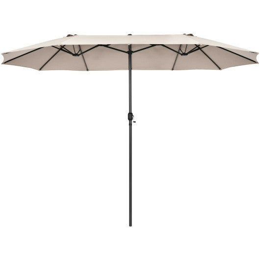 15 Feet Patio Double-Sided Umbrella with Hand-Crank System-Beige Online Hot Sale