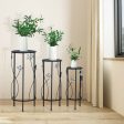 3 Pieces Metal Plant Stand Set with Crystal Floral Accents Round-Black Sale