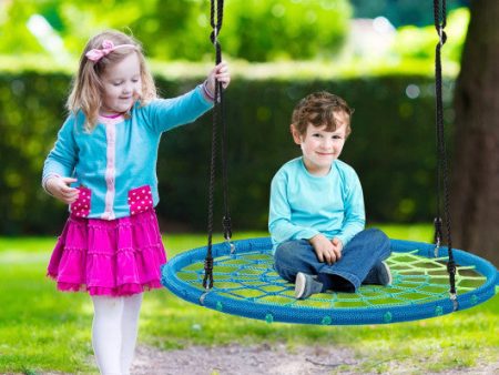 40 Inch Spider Web Tree Swing Kids Outdoor Play Set with Adjustable Ropes-Blue Sale