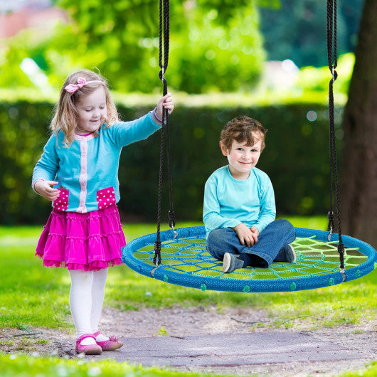 40 Inch Spider Web Tree Swing Kids Outdoor Play Set with Adjustable Ropes-Blue Sale