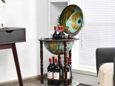 17 Inch Globe Wine Bar Stand 16th Century Italian Map Liquor Bottle Shelf Cart Hot on Sale