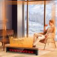 1400W Electric Baseboard Heater with Realistic Multicolor Flame-Black on Sale