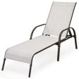 2 Pcs Outdoor Patio Lounge Chair Chaise Fabric with Adjustable Reclining Armrest-Gray For Discount