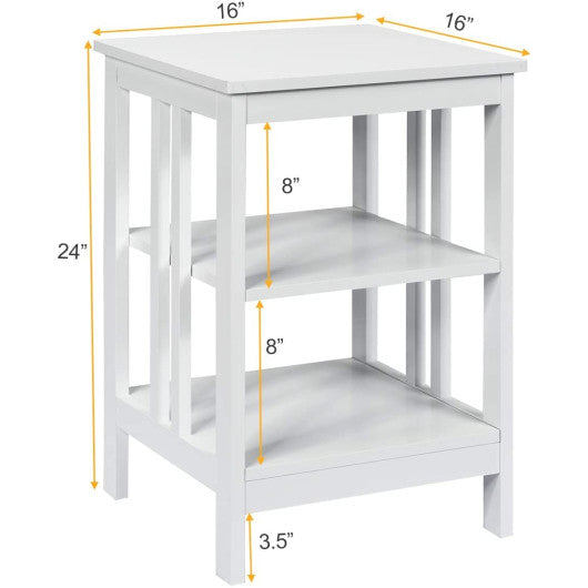 2 Pieces 3-Tier Nightstand with Reinforced Bars and Stable Structure-White Hot on Sale