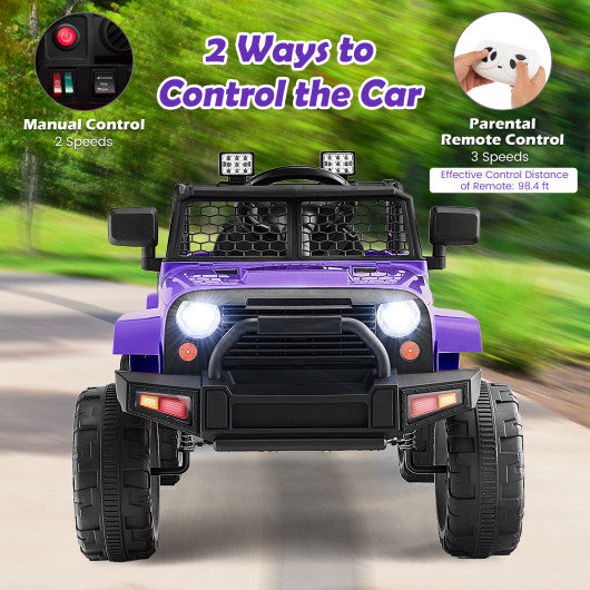 12V Kids Ride On Truck with Remote Control and Headlights-Purple Supply