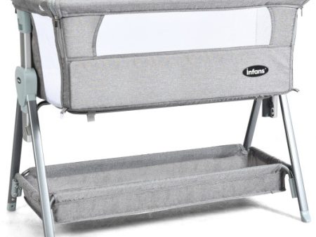 Adjustable Baby Bedside Crib with Large Storage-Gray Fashion