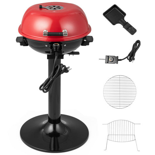 1600W Electric BBQ Grill with Removable Non-Stick Warming Rack-Red Online now