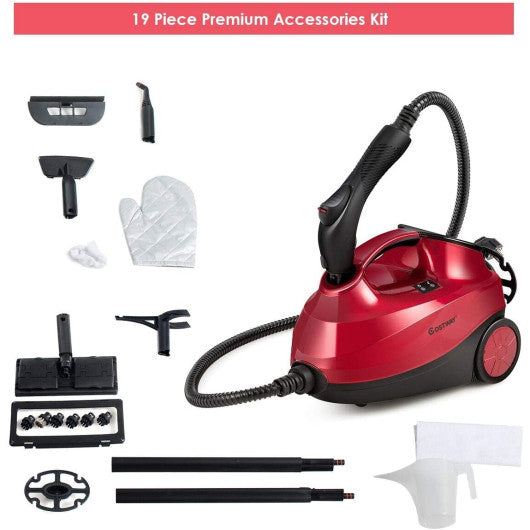 2000W Heavy Duty Multi-purpose Steam Cleaner Mop with Detachable Handheld Unit-Red For Discount