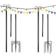 String Light Poles 2 Pack Outdoor Metal Poles with Top Arc Hook and 5-Prong Base-10 ft Online Sale