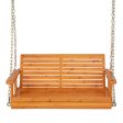 2-Person Wooden Porch Swing with Hanging Chains for Garden Yard-Natural Online now