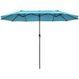 15 Feet Patio Double-Sided Umbrella with Hand-Crank System-Turquoise For Discount