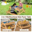 3-in-1 Kids Picnic Table Wooden Outdoor Water Sand Table with Play Boxes Hot on Sale