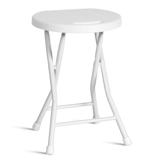 Set of 4 18 Inch Collapsible Round Stools with Handle-White Online now