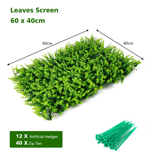 12 Pieces 16 x 24 Inch Artificial Eucalyptus Hedge Plant Privacy Fence Panels Sale