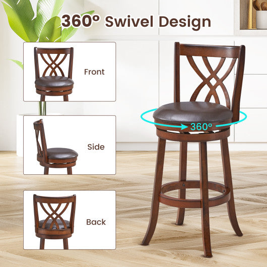 360° Swivel Counter Height Chairs with PU Leather Cushioned Seat and Footrests-30 inches For Cheap