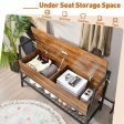 Industrial Shoe Bench with Storage Space and Metal Handrail-Rustic Brown on Sale