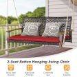 2-Person Rattan Hanging Porch Swing Chair-Red Online Sale