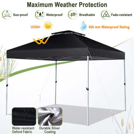 2-Tier 10 x 10 Feet Pop-up Canopy Tent with Wheeled Carry Bag-Black Cheap