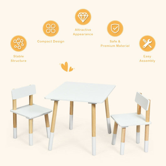 Kids Wooden Table and 2 Chairs Set-White Supply