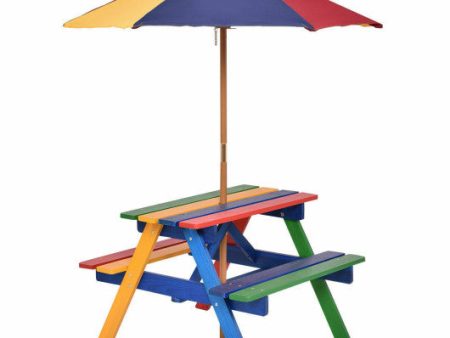 4 Seat Kids Picnic Table with Umbrella Sale