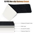 15 Pieces 30 x 8 Inch Slip Resistant Soft Stair Treads Carpet-Black Hot on Sale