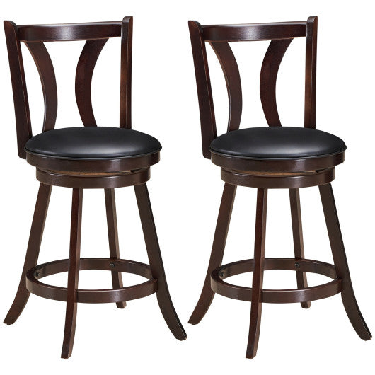 Set of 2 Swivel Bar stool 24 Inch Counter Height Leather Padded Dining Kitchen Chair-24 Inch Online now