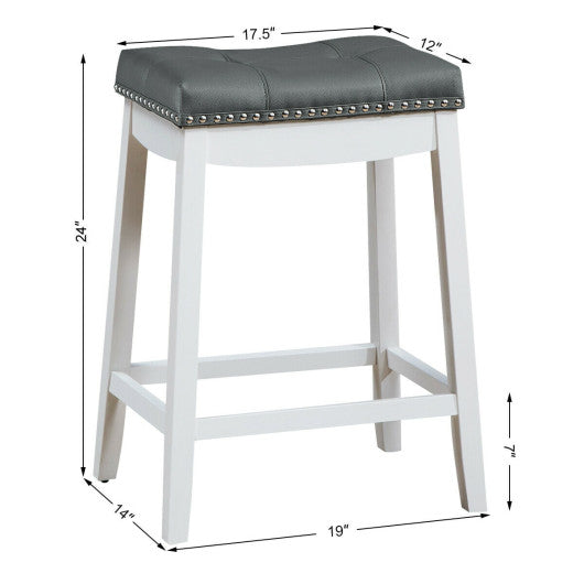 Set of 2 24-Inch Height Backless Counter Stool with Footrest-White For Cheap