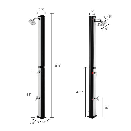 7.2 Feet 9.3 Gallon Solar Heated Shower with Adjustable Head and Foot Tap For Sale