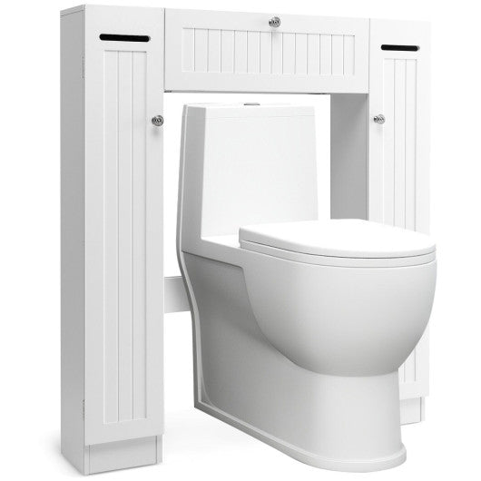 2-Door Freestanding Toilet Sorage Cabinet with Adjustable Shelves and Toilet Paper Holders For Cheap