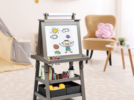 3 in 1 Double-Sided Storage Art Easel-Gray Cheap